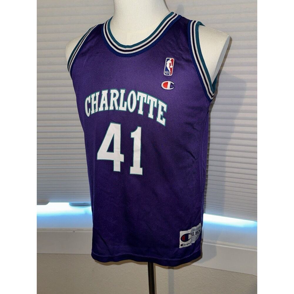 Vtg Purple Champion Charlotte Hornets Glen Rice Jersey XL 18-20